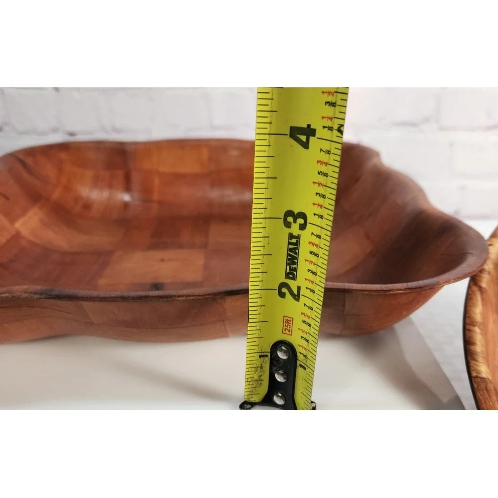 Vintage Pressed / Woven Wood Bowl Set 13 Pc Bamboo  MCM Salad & Serving Bowls